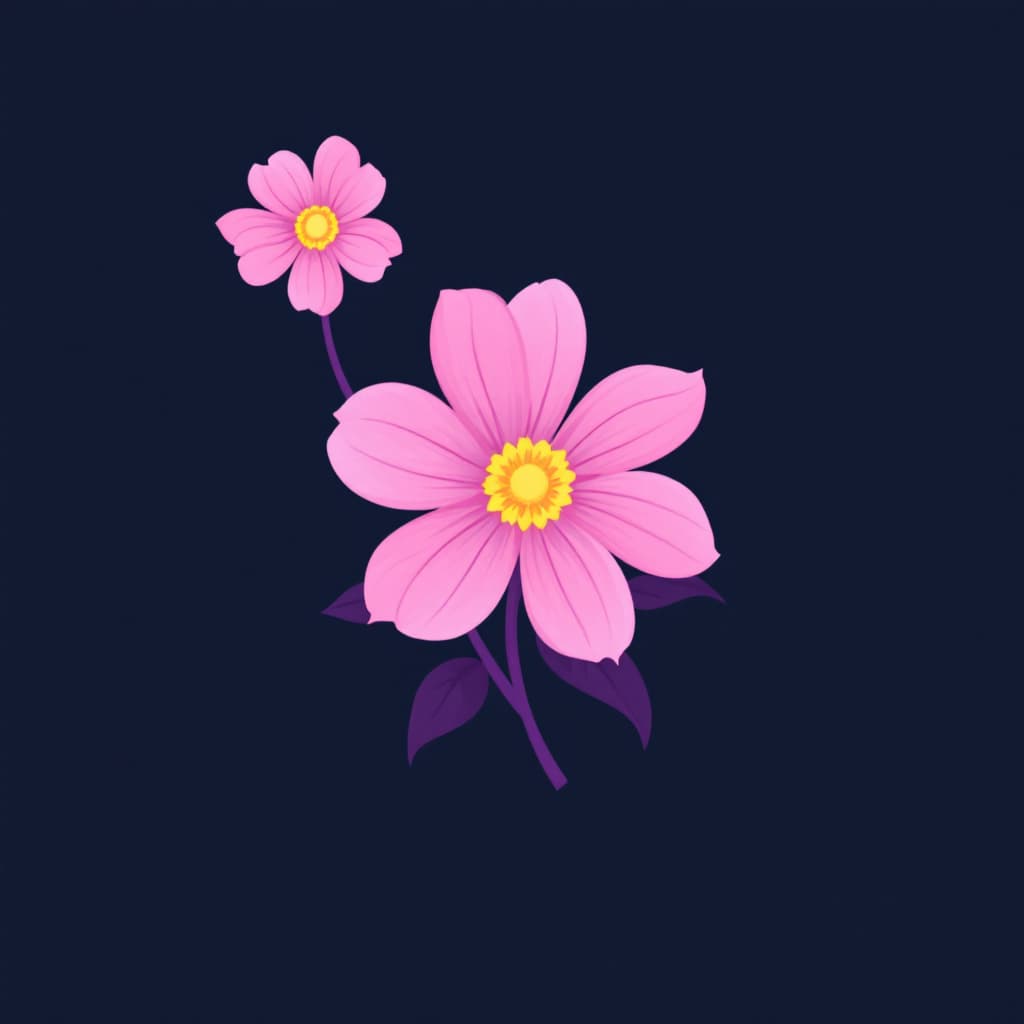 AI generated: The image is a digital illustration of three pink flowers with yellow centers. The flowers are arran...