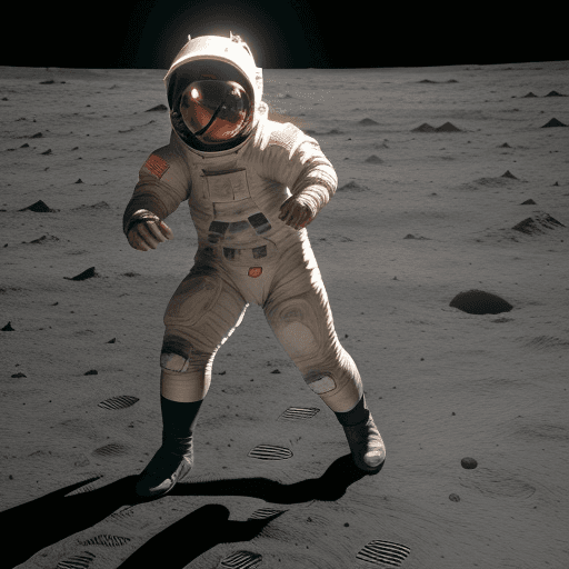 AI generated: a young boy playing football on the moon