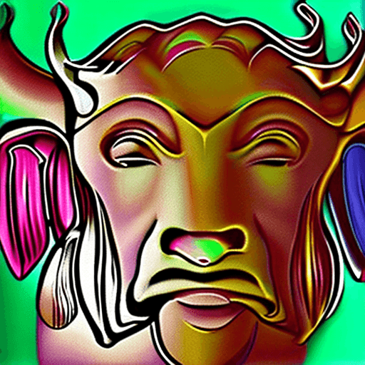 AI generated: Hawaiian artists, modern portrait series of a nelore cattle in colorful wear, in the style of aggres...