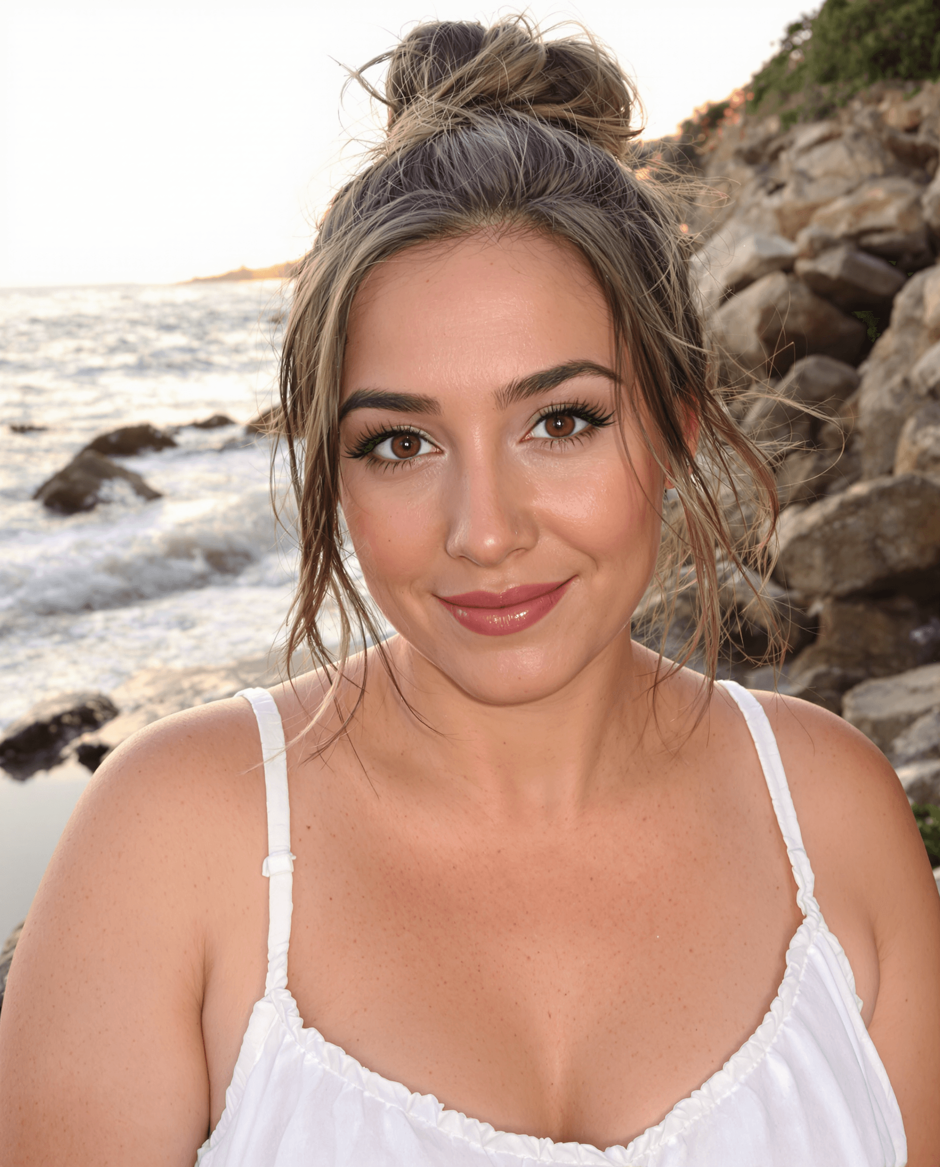 AI generated: (Keeley Hazell:1.3),  
(realistic face, oval-shaped face with high cheekbones, soft jawline, full sy...