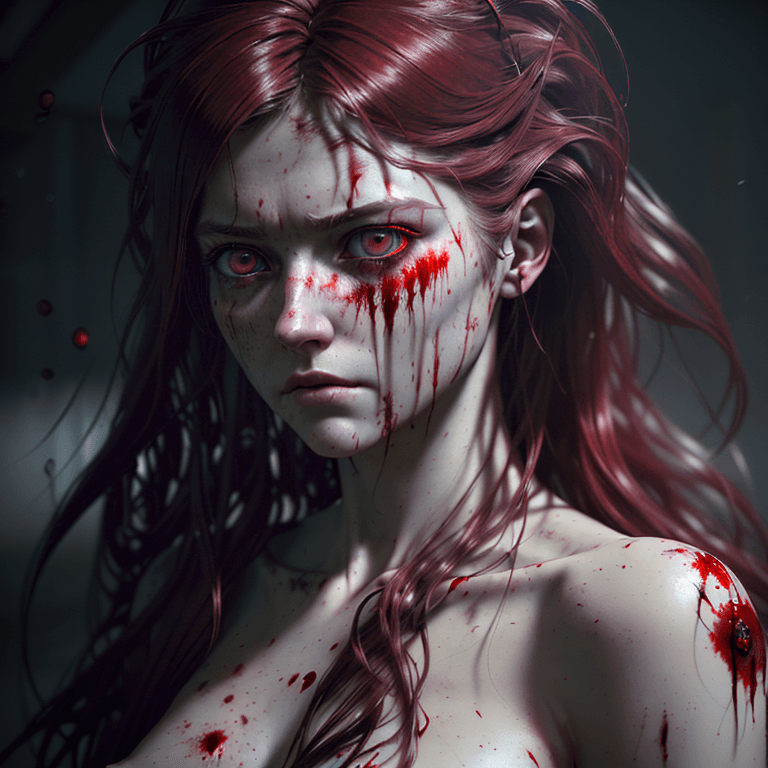 AI generated: an ultra realistic ethereal portrait of a beautiful  humanoid creature, long retro messy hair, empty...