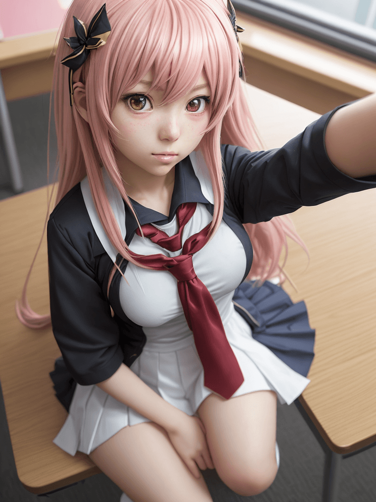 AI generated: girl, anime megurine luka, wear school clothes from Thailand, (()), best details, hyper realistic, b...