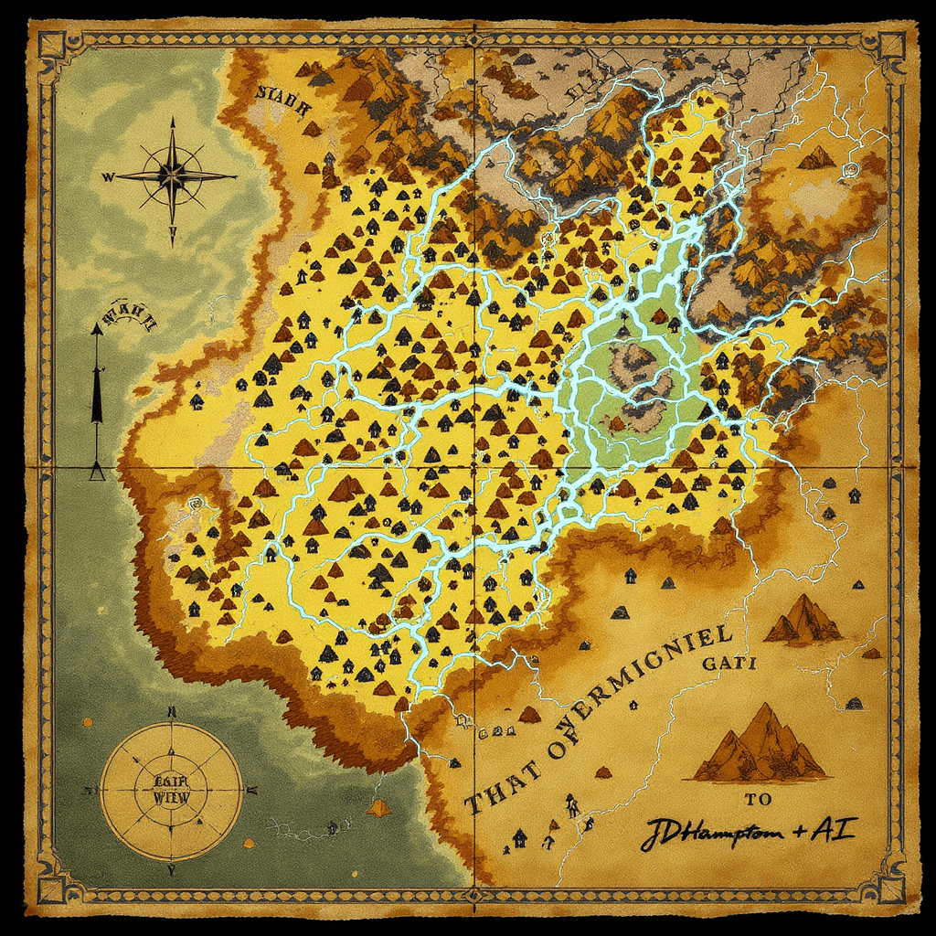 AI generated: Charted an electrical coded map to a new kind of story—one where the greatest discoveries aren't los...