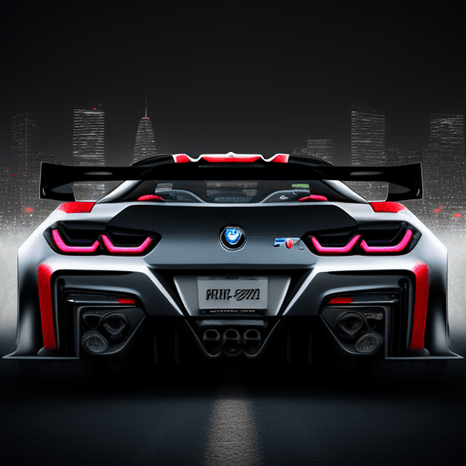 AI generated: sport car, agressive look, tuned, bmw and corvette mix, full car only, double exposure Cityscape, --...