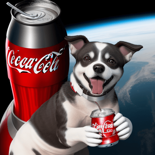 AI generated: crear una imagen de un perro tomando coca cola en el espacio.