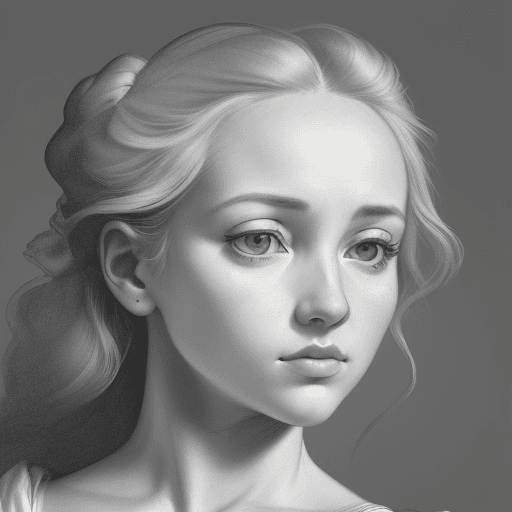 AI generated: sketch of a woman, bold use of line, in the style of Peter Paul Rubens, light gray, intense close-up...