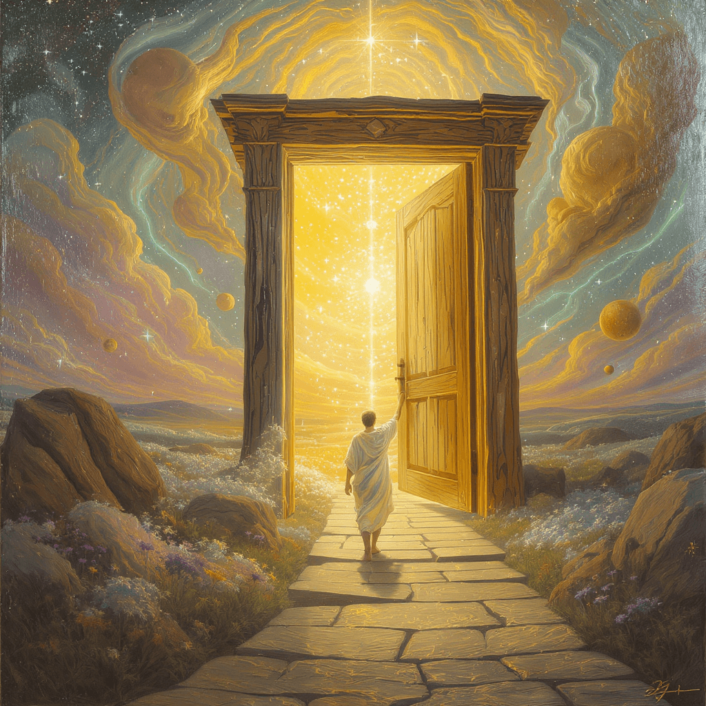 AI generated: AA surreal oil painting in high-relief style, with sculpted impasto textures and glowing light effec...