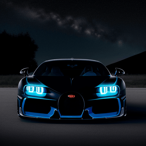 AI generated: black bugatti divo, night , stars