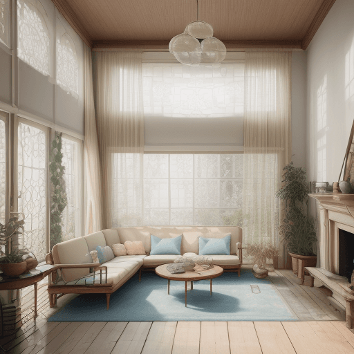 AI generated: High resolution photography interior design, dreamy sunken living room conversation pit, wooden floo...