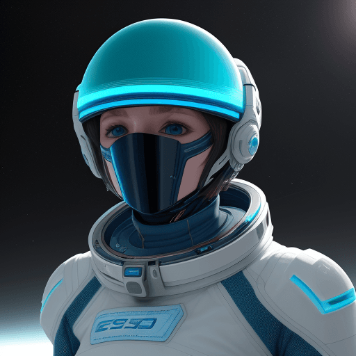 AI generated: Photo of a ultra realistic future space outfit, ESS als buchstaben auf dem aunzug sichtbar, farben d...