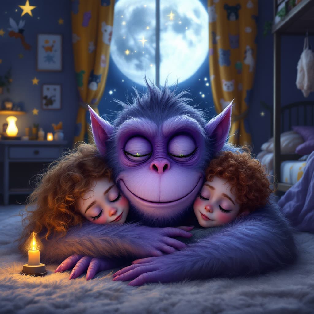AI generated:  beautifully detailed Whimsical children's fantasy, Full length elven  monster fantasy, rough hand-p...