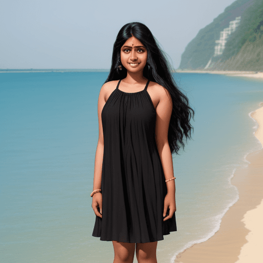 AI generated: indian girl, 18-24 year old, black long hair ,big body, smily beautiful face, standing, beautiful sw...