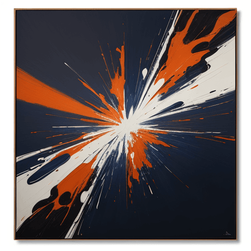 AI generated: A large-scale abstract painting that captivates the viewer with its explosive energy and dynamic mov...