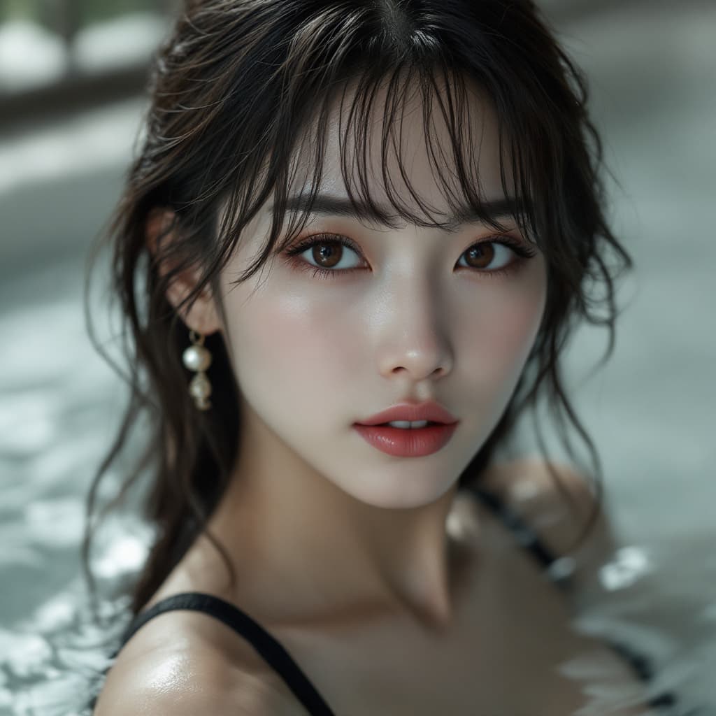 AI generated: a 32-year-old East Asian woman with a heart-shaped face and smooth, even-toned skin with a subtle na...