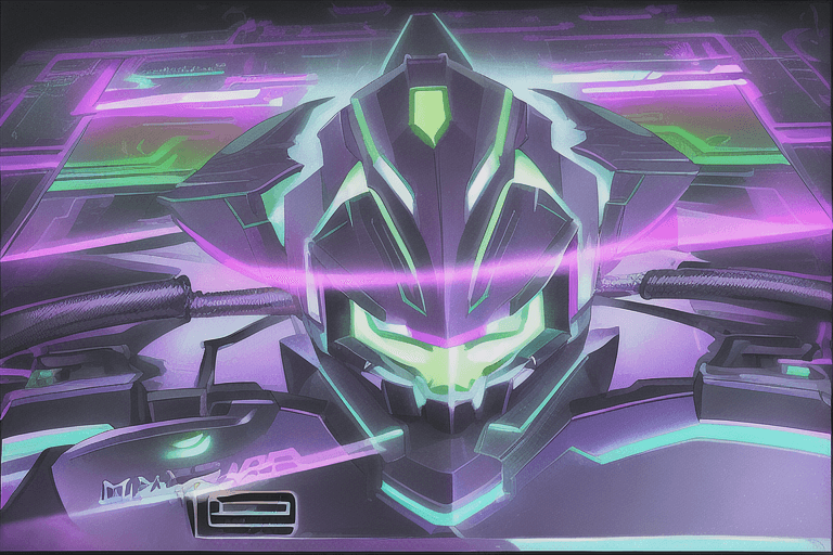 AI generated: cyber punk style mousepad with black background, graphics, neon, realistic, mousepad with cable, RGB...