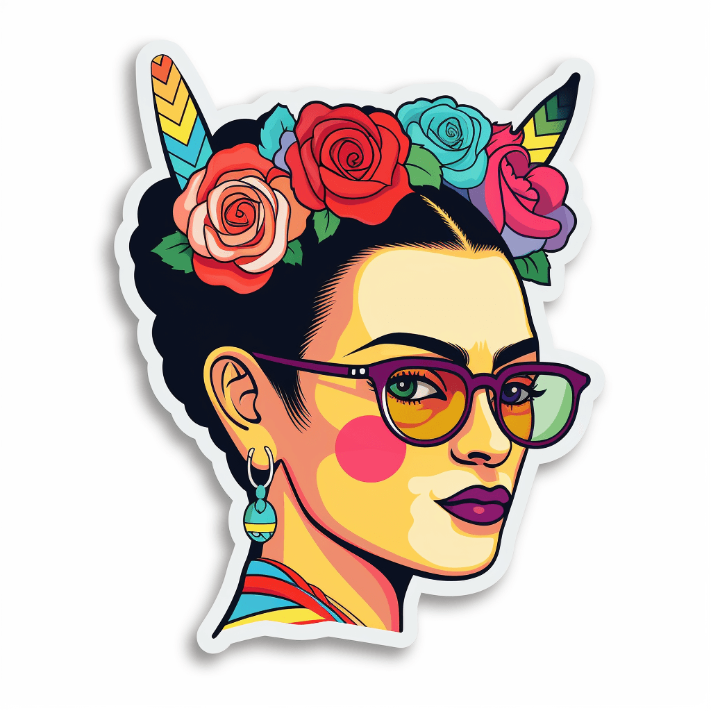 AI generated: stickers of a cool [Frida Kahlo] in [Frida Kahlo] style --v 5.2