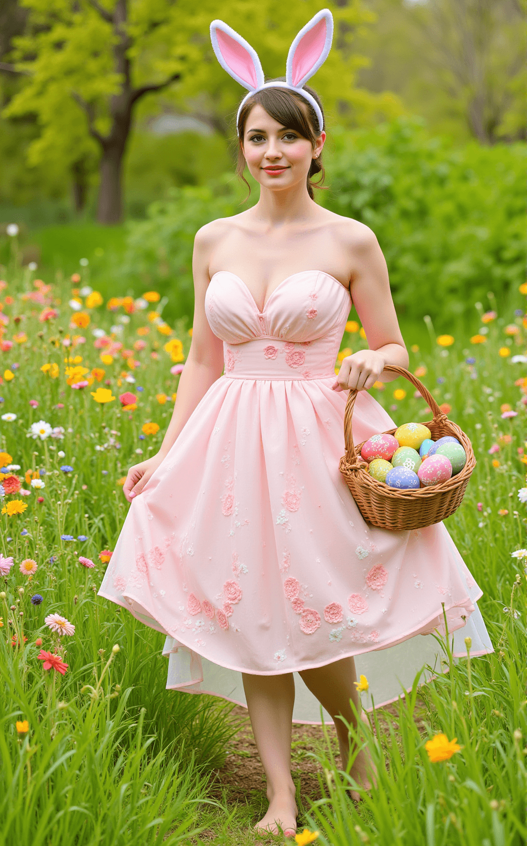 AI generated: Imagine a captivating scene featuring a female Easter Bunny, exuding an air of whimsy and playfulnes...