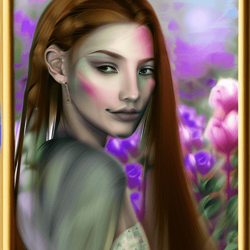 AI generated: a dreamy portrait of a woman in a beautiful garden, soft and gentle, delicate, flowing fabrics, digi...