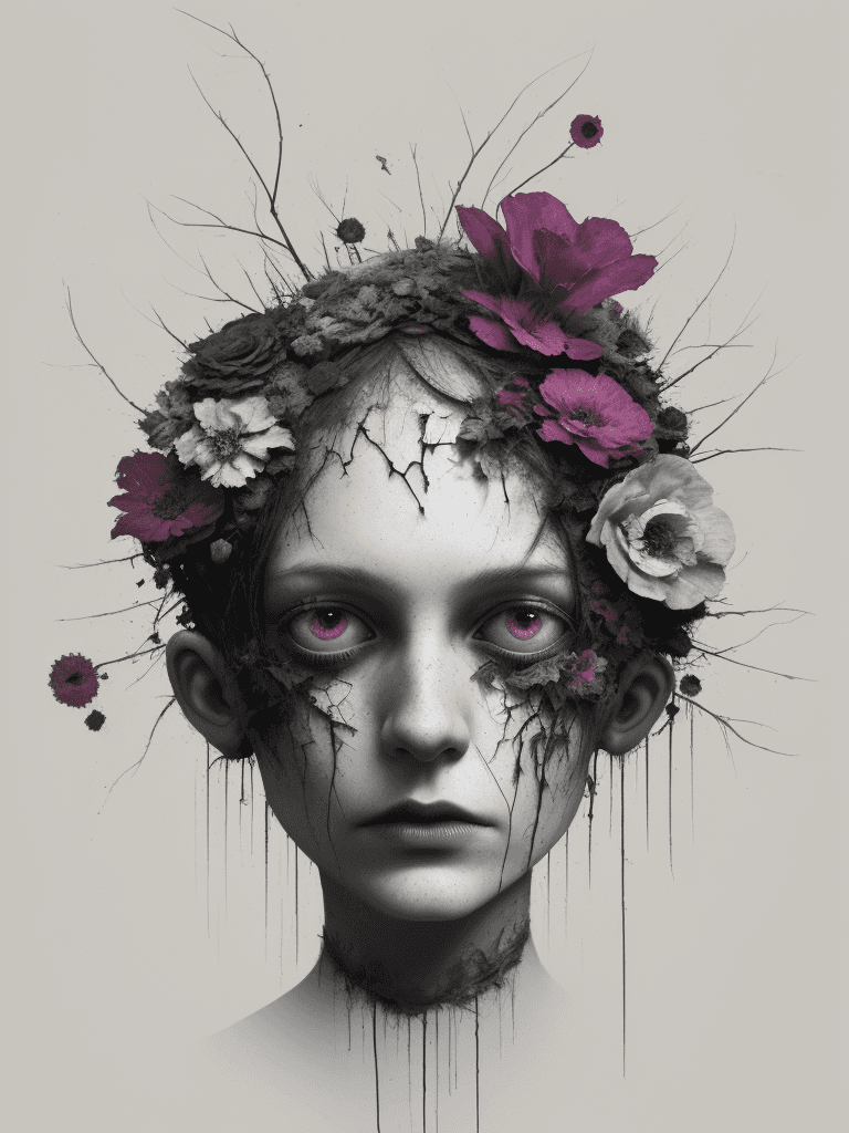 AI generated: floral decay in the style of jake wood evans , --ar 9:16