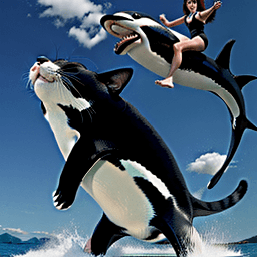 AI generated: cat and orca combination