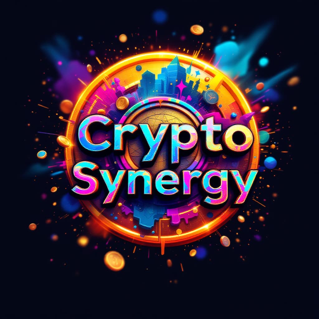 AI generated: Street art colorful logo with a coin on the middle says "Crypto Synergy" color effects in the backgr...
