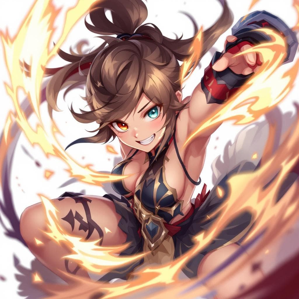 AI generated: Hu Tao de Genshin Impact agarrandose las tetas con su figura sin alteraciones 