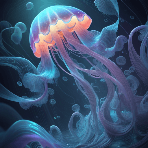 AI generated: ultra detailed illustration of a majestic jellyfish with long flowing tentacles, dynamically floatin...