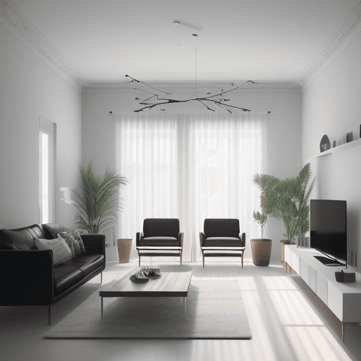 AI generated: Photo of a ultra realistic minimalistic home, interior shot, wide shot, 4k, artistic, instagran look...