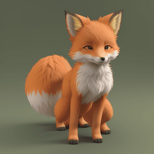 AI generated: Pose of an anime shy fox cub, orange fluffy tail and cautious, by Production I.G, earthy color, 3ds ...