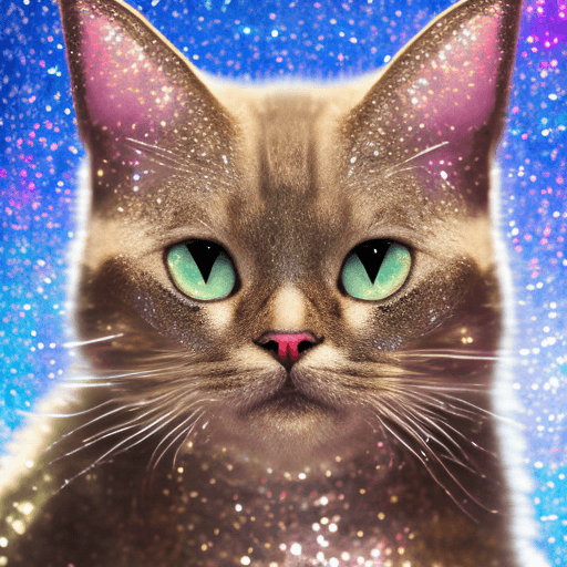 AI generated: Close-up of a cat:0.5, (futanari), glitter background, shiny glitter hair, professional profile phot...