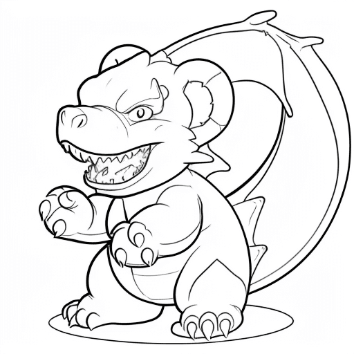 AI generated: cartoon baby bear dragon only the lines so i can paint it and fit the canvas