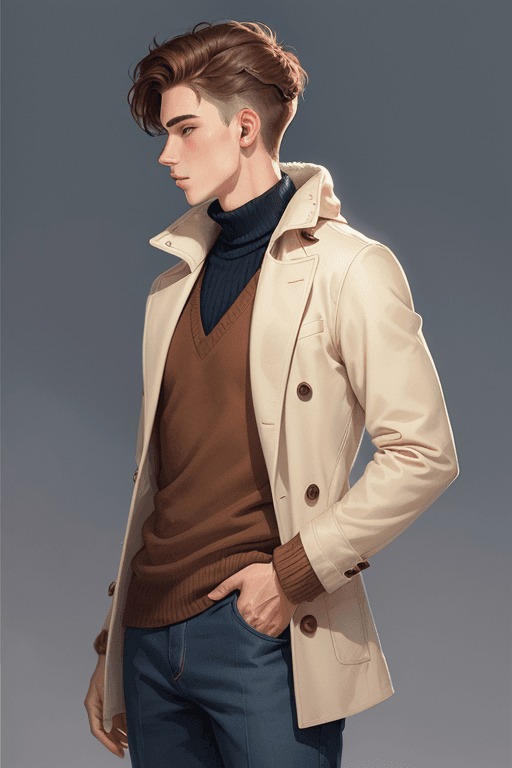 AI generated: a 19yo male software developer, three-quarter full body close up, digital art, slightly profile pict...