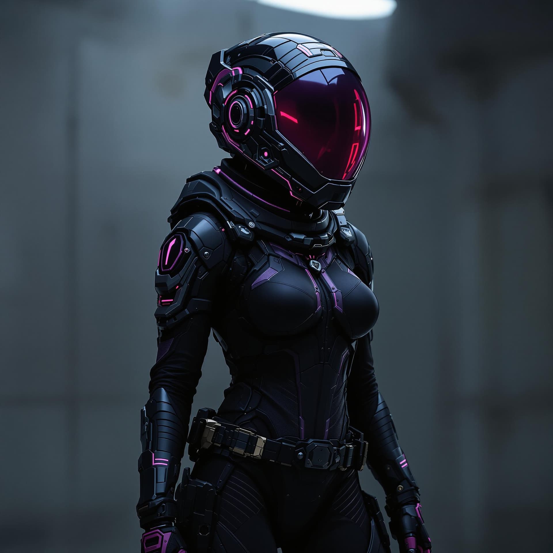 AI generated: Full body image of A female space ranger standing in her clothes she wears under her suit, she's cha...