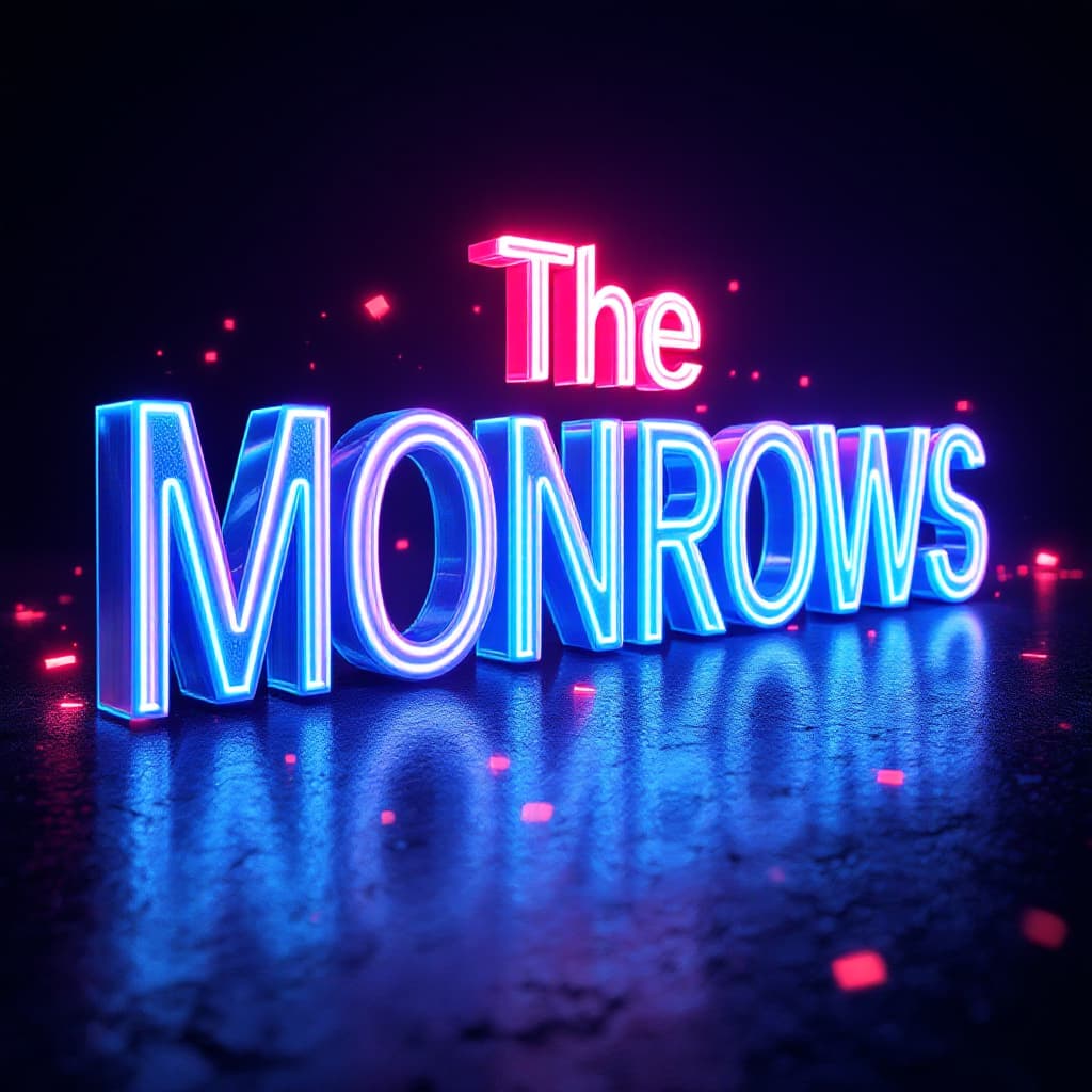 AI generated: A 3D digital art rendering of the word 'The Monrows Launa & Leslie Jean' in Italic bold format, in a...