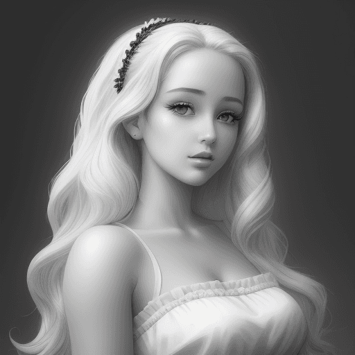 AI generated: drawing of a beautiful young woman in white, in the style of black and white realism, tumblewave, hi...