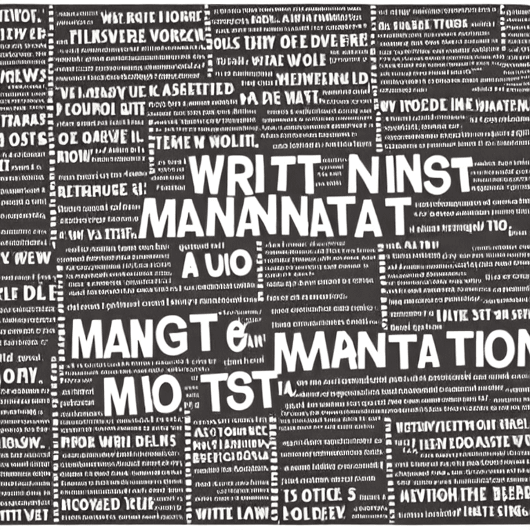 AI generated: Written Slogan Manifesto, collage, very big words,
