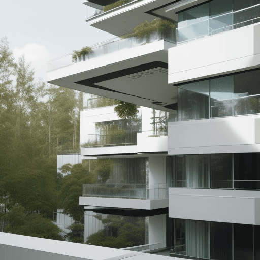 AI generated: --photo: A futuristic modern architectural masterpiece, featuring a subject of a sustainable urban c...
