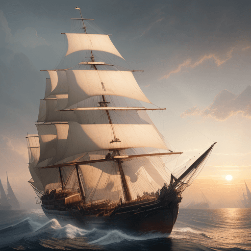 AI generated: Photo of a ultra realistic sailing ship, dramatic light, pale sunrise, cinematic lighting, battered,...