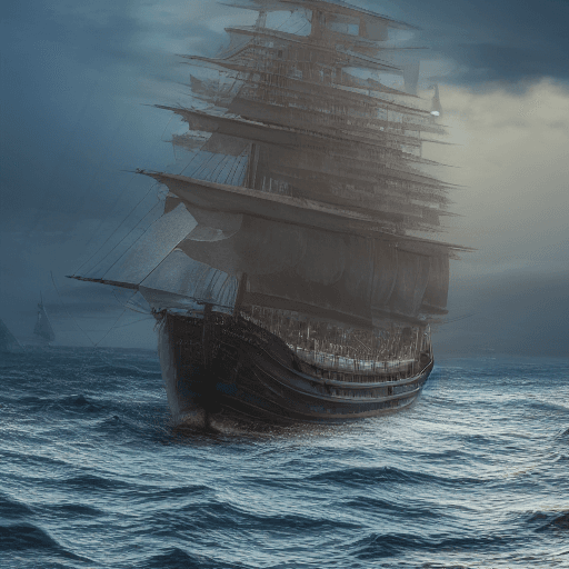AI generated: Photo of a ultra realistic sailing ship, dramatic light, pale sunrise, cinematic lighting, battered,...