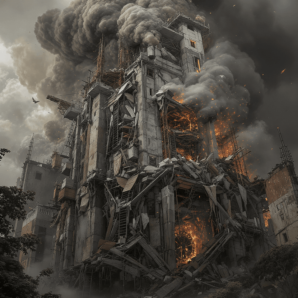 AI generated: impossible building — chaos 60 — ar 2:1 — profile vaatt5s hx4q7fd oak7eh8 — stylize 300