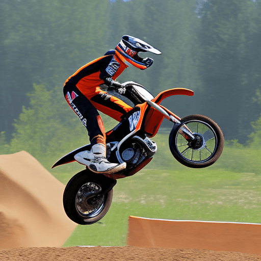 AI generated: lynx riding a motocross bike doing a wheelie, logo shape