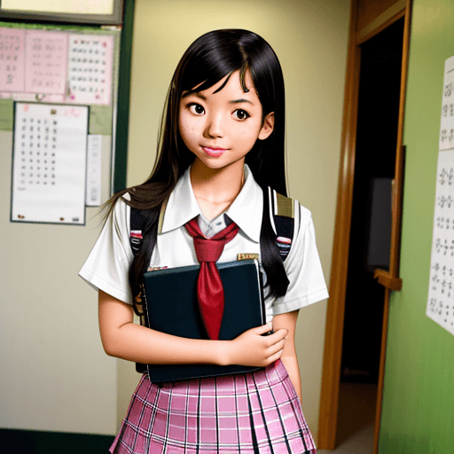 AI generated: Girl, asian, schoolgirl 