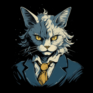 AI generated: Elegant cat T-shirt vector, manga style, colored by Bernie Wrightson, sophisticated, top-notch, clea...