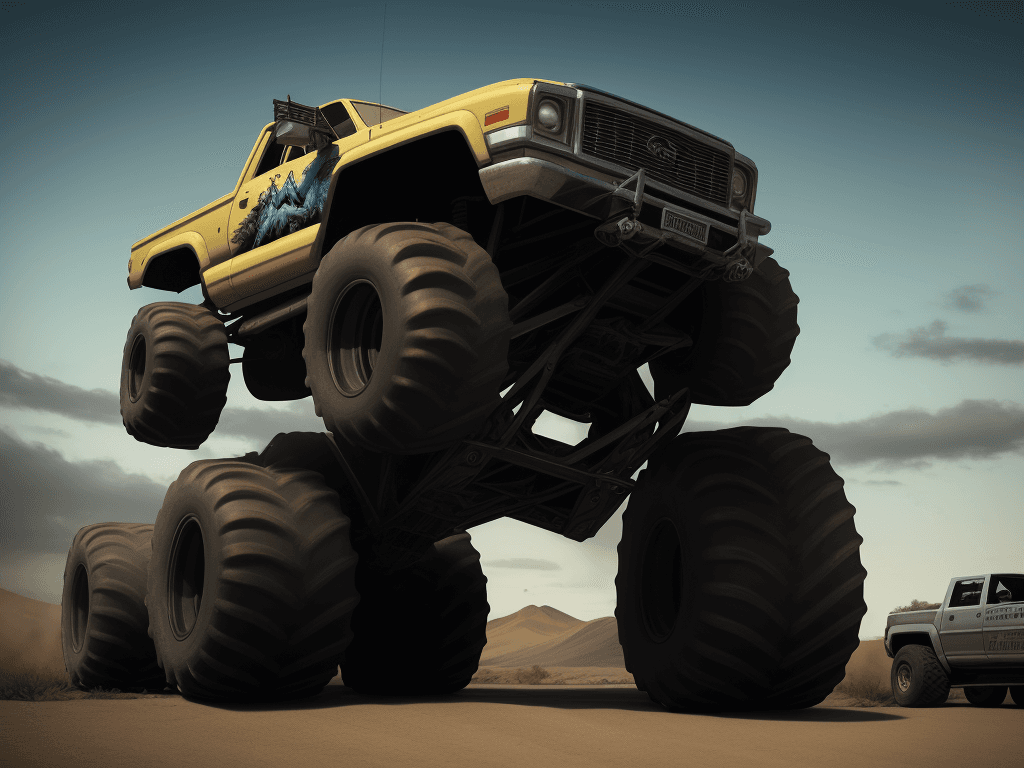 AI generated: CarHelper, photo of (JovianSkies:1) (CarXjohnson:1) massive scale (Monster Truck:1.1)