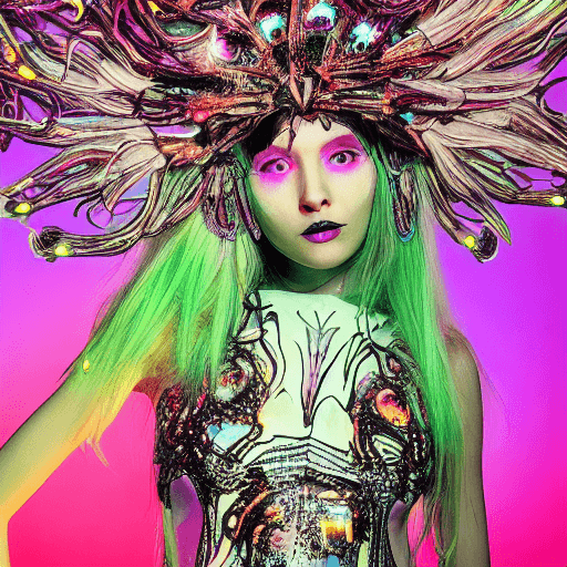 AI generated: wide-angle fashion photography, upper body of woman ::10 lucid weirdcore dream-like, looking off in ...