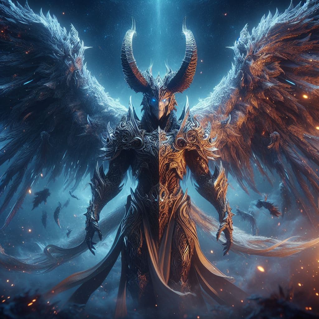 AI generated: Enter the ominous realm of Diablo with Tyrael commanding attention. Utilizing advanced 3D techniques...