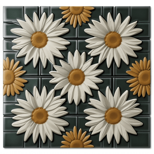 AI generated: 	3D full color daisies—tile—ar3:2 
