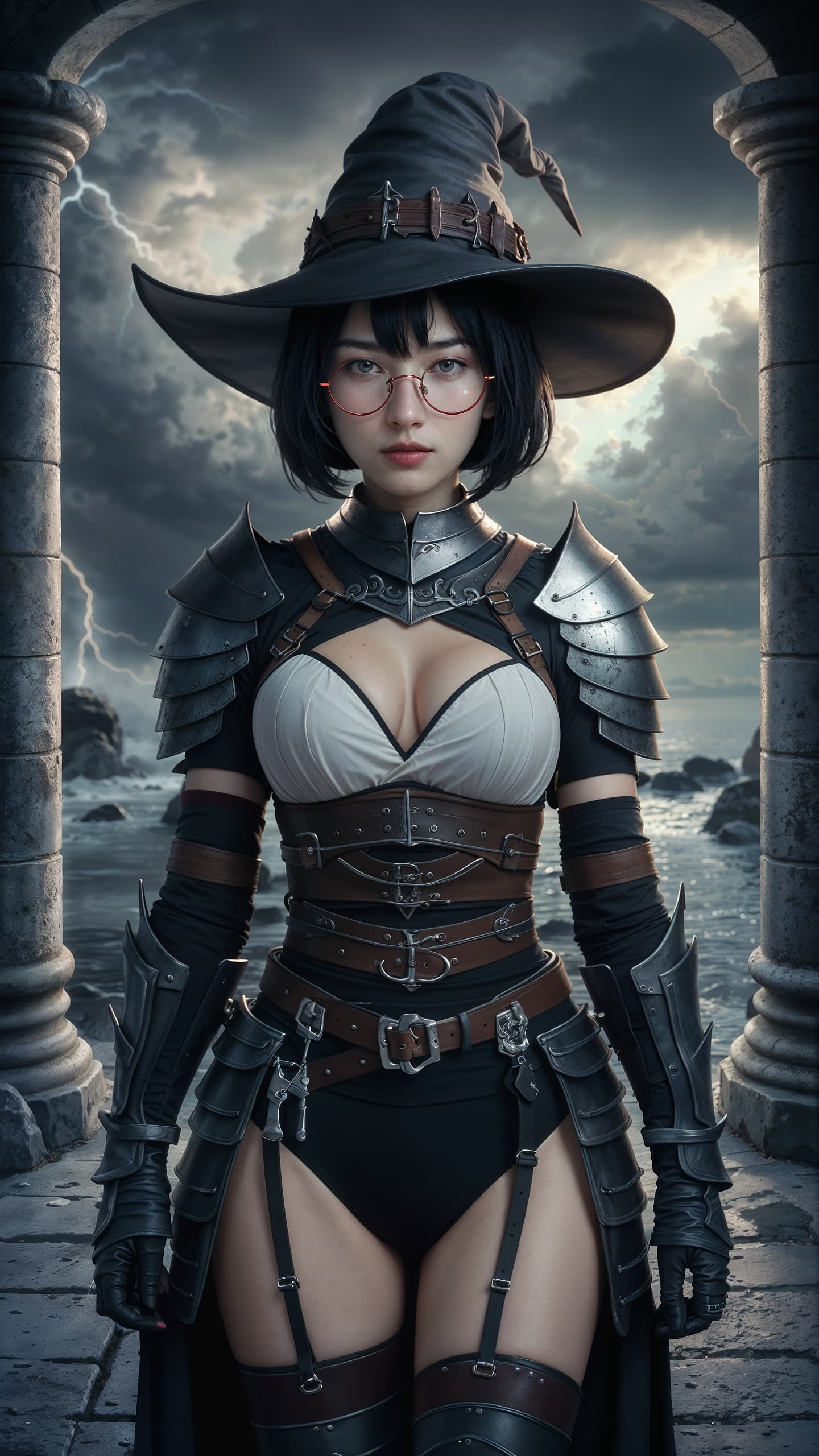 AI generated: (1 woman, Alone) (WakatsukiRisa, Sarada uchiha, black hair, short hair, Black eyes, (small waist), r...