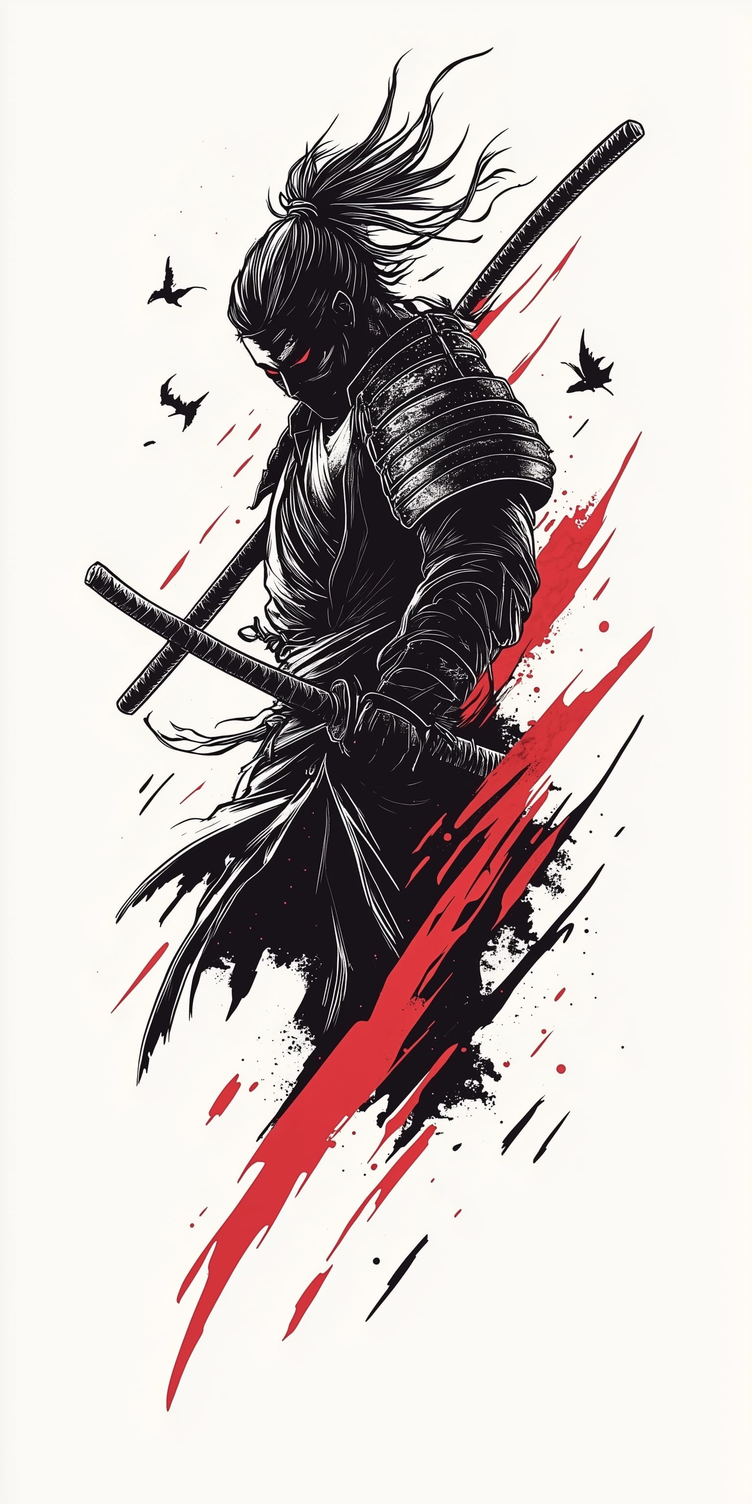 AI generated: https://s.mj.run/BBwqicqJEJQ Tattoo design of a ninja/samurai. High contrast. Sticker style. Bold li...