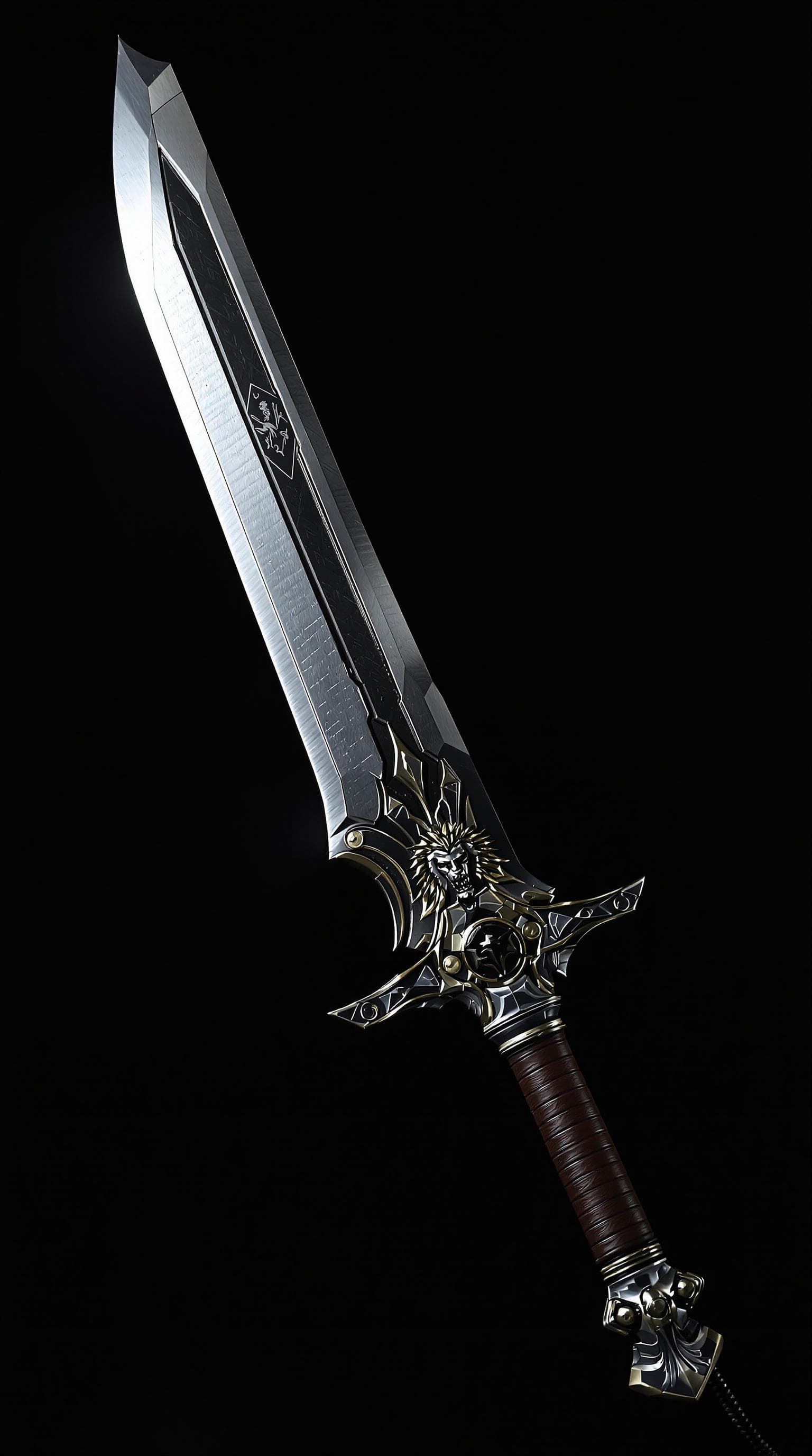 AI generated: Representación hiperrealista de la Gunblade de Squall Leonhart, el icónico arma de Final Fantasy VII...